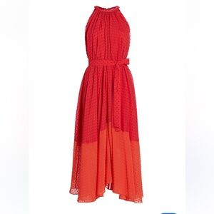 ELIE TAHARI THE JEANNE COLORBLOCK SWISS DOT MAXI DRESS M NWT